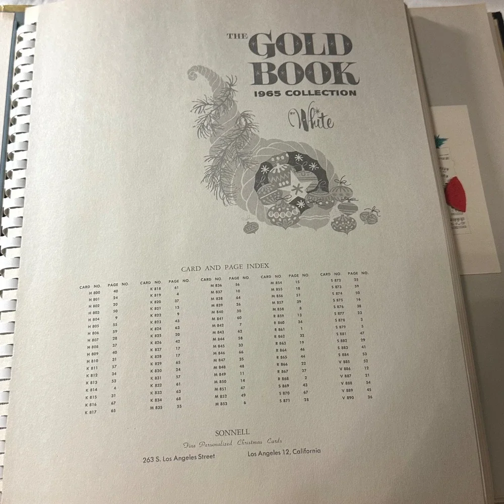 White The Gold Book 1965 Collection Christmas Card Sample Album Gold Good MCM